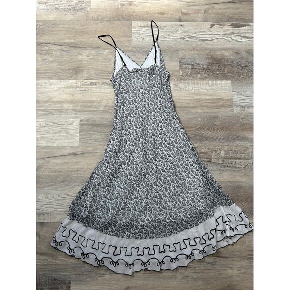 April Cornell Slip Dress Black White Embroidered Cottagecore XS - Picture 4 of 5